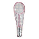 BADMINTON RACKETS With Carry Case Pink With Blue + White Checks On Handle